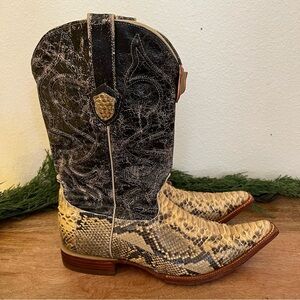 Wild West Python Snakeskin  Cowboy Boots Size 8EE